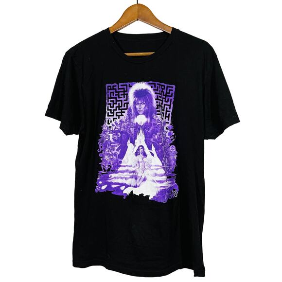 Labyrinth Graphic Tee Screen Print No Tag Bowie Black Purple - L - Picture 1 of 4